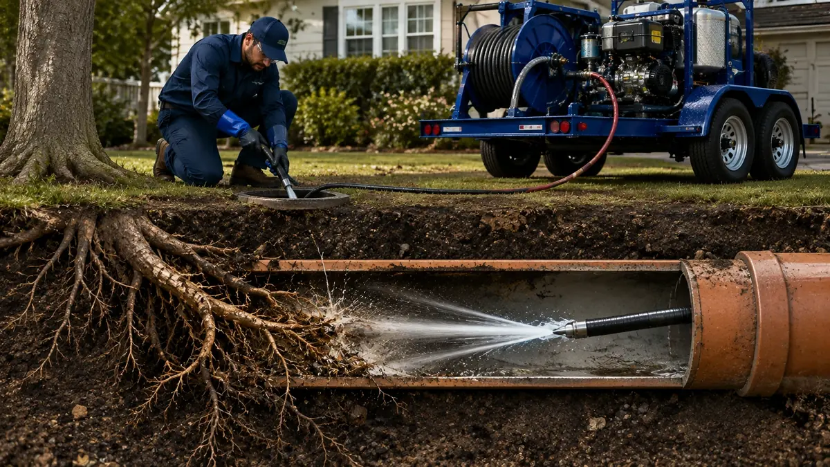 Tree Root Removal with Hydro Jetting in Huron